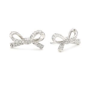 kate spade new york "Skinny Mini" Clear Silver-Tone Pave Bow Studs